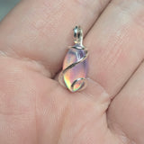 Aurora Opal Mini Cabochon Pendant in Sterling - Handmade Tension-Set Jewelry