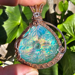 Carved Aurora Opal Pendant In 14kt Rose Gold Fill & Sterling Silver