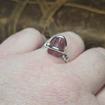 Raw Pink Tourmaline Ring sz 10 - Sterling Silver