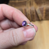 Soft Violet Amethyst Ring sz 5 – Hammered Sterling