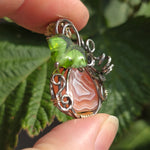 Swazi Rose Agate Pumpkin Pendant - Sterling Silver 14kt Gold Fill Czech Glass