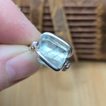 Aquamarine Crystal Ring – sz 7.5 – Clear Blue Natural Beryl