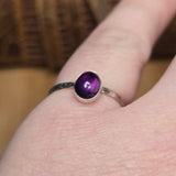 Grape Purple Amethyst Ring sz 9.5 - Hammered Sterling Silver