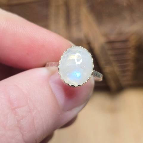 Glowing Blue Moonstone Ring sz 7.5 – Sterling Silver