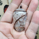 Cherry Blossom Plume Agate Pendant Necklace in Copper