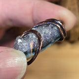Raw Amethyst Druzy Crystal Pendant - Hammered Copper Wrap