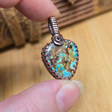 Nevada Turquoise Pendant - Copper Gallery Wire Wrap