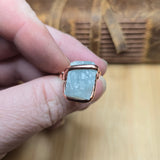Raw Crystal Copper Ring sz 7 – Raw Sky Blue Aquamarine Beryl