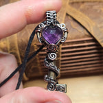 Amethyst Heart Key Pendant – Rose Cut Gem Wire Wrap Design