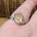 Raw Oregon Sunstone Ring sz 8 - Sterling Silver