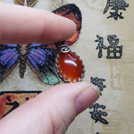 Striking Red Orange Carnelian Agate Pendant in Sterling Silver