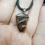 Australian Boulder Opal Pendant in Sterling Silver with Blue Flash