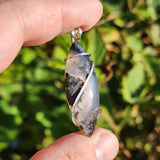 Lavender Moss Agate Pendant – Black Inclusions in Sterling Silver
