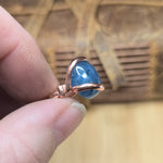 Aquamarine Copper Ring Size 6.5 – Deep Blue Cabochon