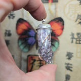 Rare Bright Purple Luna Agate Pendant in Silver – Mexican Orbicular Chalcedony