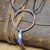 Charoite Pendant Hammered Copper Silver Fill - Adjustable Necklace
