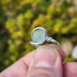 Seafoam Green Aquamarine Ring sz 5.5 – Sterling Silver Natural Crystal
