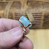Raw Crystal Copper Ring sz 7 – Raw Sky Blue Aquamarine Beryl
