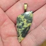 Yellow Opal Pendant - Druzy Geode Marcasite Brass Tone Bail