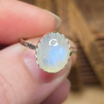 Bright Blue Glow Moonstone Ring sz 7.75 – Sterling Silver