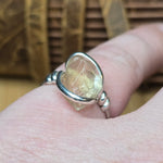 Raw Oregon Sunstone Ring sz 8 - Sterling Silver