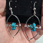 Kingman Turquoise Nugget Leaf Earrings in Sterling Silver