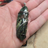 Green Fossil Wood Pendant – Sterling Silver - Oregon Jasper Replacement Petrified Wood