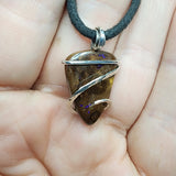 Australian Boulder Opal Pendant in Sterling Silver with Blue Flash