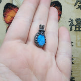 Royal Blue Faceted Labradorite Antiqued Sterling Silver Pendant - Rock Your World 