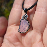UV-Reactive Lavender Moon Quartz Pendant – 7ct Handmade in Antiqued Sterling Silver