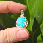 Turquoise Pendant Robin Egg Blue - Sterling Leaf Setting - Rock Your World 