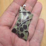 Green and Brown Cone Pine Forest Oolite Limestone Polka Dot Pendant in Sterling Silver