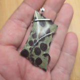 Green and Brown Cone Pine Forest Oolite Limestone Polka Dot Pendant in Sterling Silver