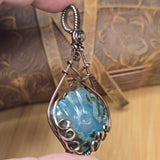 Moss Agate + Aurora Opal Triplet Shell Pendant – Carved Scallop in Antiqued Copper
