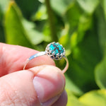 Natural Turquoise Ring sz 11 – Bright Blue with Black Matrix in Sterling Silver