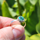 Natural Turquoise Ring sz 11 – Bright Blue with Black Matrix in Sterling Silver