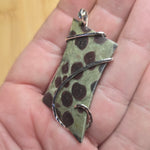 Green and Brown Cone Pine Forest Oolite Limestone Polka Dot Pendant in Sterling Silver