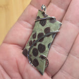 Green and Brown Cone Pine Forest Oolite Limestone Polka Dot Pendant in Sterling Silver