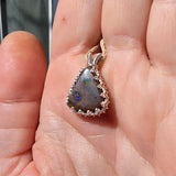 Green and Blue Spotted Boulder Opal Pendant in Sterling Silver