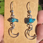 Kingman Turquoise Nugget Moon Earrings in Sterling Silver