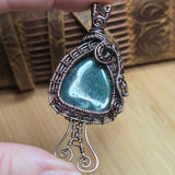 Moss Agate Pendant – Copper Woven Mushroom Spirit