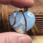 White Sky Plume Agate Heart Pendant – Recycled Copper