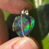 Aurora Opal Dark Heart Pendant – Sterling Silver Pendant