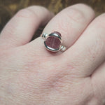 Raw Pink Tourmaline Ring sz 10 - Sterling Silver