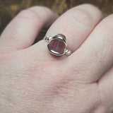 Raw Pink Tourmaline Ring sz 10 - Sterling Silver