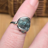 Raw Blue Zircon Ring sz 5.5 Sterling Silver – Natural Crystal Brilliance