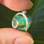 Aurora Opal Dark Heart Pendant – Sterling Silver Pendant