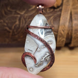 Crazy Lace Agate Pendant – Earthy Neutrals + Scenic Bands in Copper