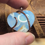 White Sky Plume Agate Heart Pendant – Recycled Copper