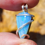 Boulder Opal Pendant - Sterling Silver Striped Ribbons of Color